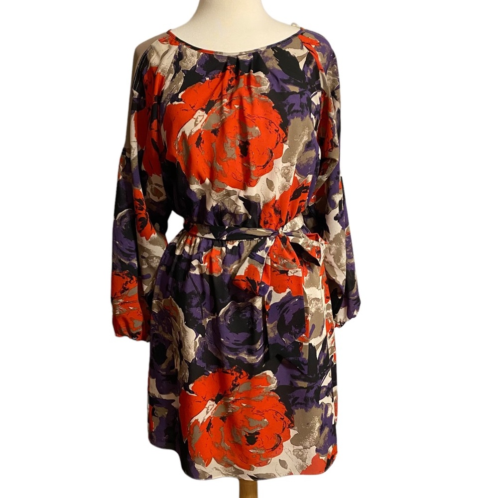 Nine West long sleeve floral tie waist dress - Picture 1 of 6